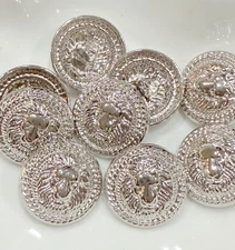 10PC Antiqued Silver Lion Round Metal Buttons Sewing Shank Buttons 23mm