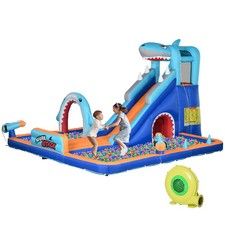 Outsunny Castello Gonfiabile Bambini 3-8 Anni con Scivolo, Piscina, Gonfiatore