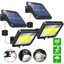 2X Solar Power LED PIR Motion Sensor Wall Light Security Outdoor Garden Lamp