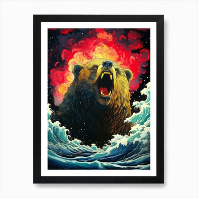 Grizzlybär 1 Kunstdruck gerahmt Wandbild Poster Leinwanddruck Bild