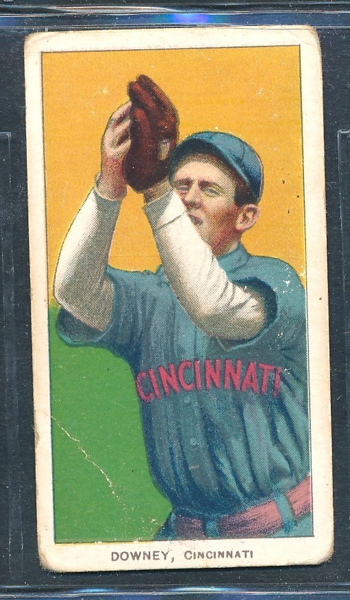 T206 Piedmont 350: TOM DOWNEY Fielding, Cincinnati Reds ~ VG crease