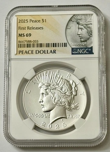 2025 PEACE SILVER DOLLAR $1 FIRST RELEASES MS69 NGC