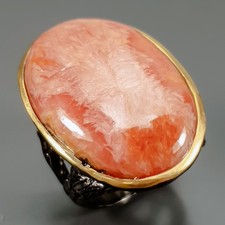 Handmade 50 ct Natural Rhodochrosite Ring 925 Sterling Silver Size 8 /R435000