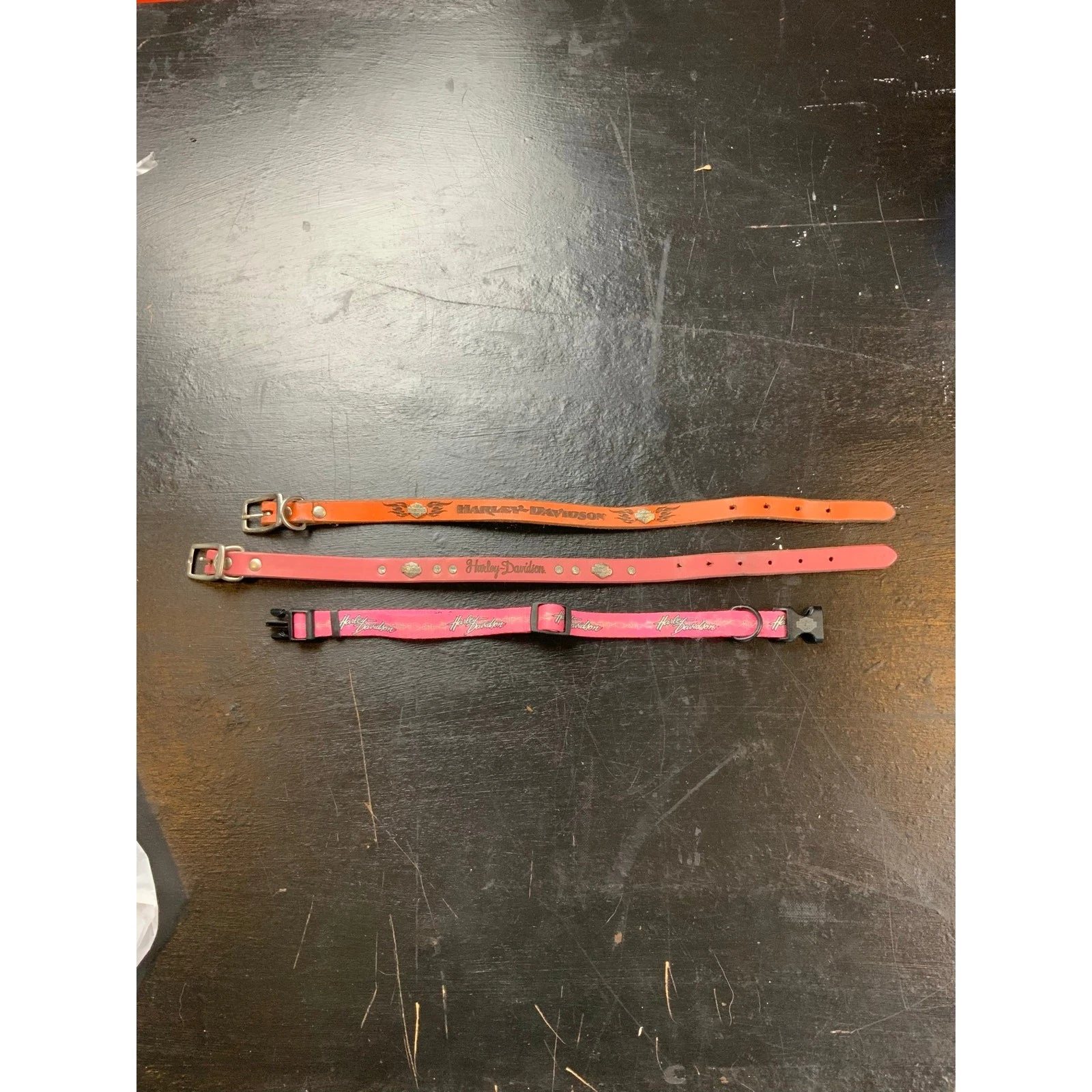 Lot Harley-Davidson Dog Collars Pink Orange Leather Nylon Small Medium Pet