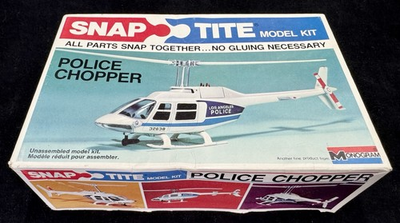 #ad #ad 1976 Monogram #1009 Snap Tite Police Chopper Model Kit w Box Unassembled Parts $24.98