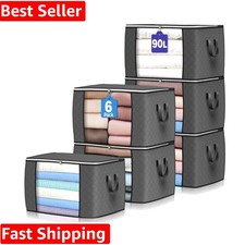 90L Heavy-Duty Foldable Storage Bags   6 Pack