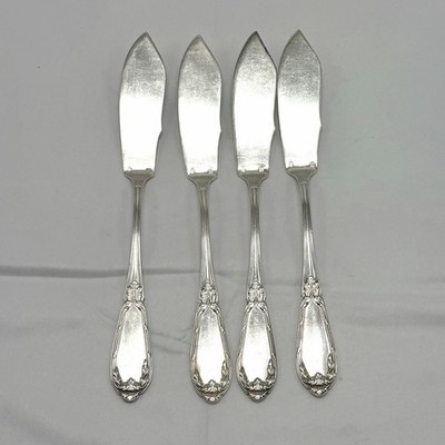 REKORD FEINSTAHL SOLINGEN DEP 100 Silverplate 4 Pc Fish Knife Set Flatware