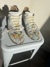 Maison Margiela GAT Sneakers Paint Splatter Men 8 41 Suede Leather Low Top