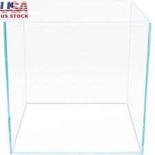 Rimless Low Iron Glass Cube Aquarium 7 Gallon Clear Fish Tank W/ Leveling Mat US