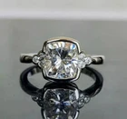 2Ct Cushion Cut Lab Created Diamond Bezel Set 14K White Gold FN Engagement Ring