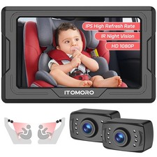 Baby Car Camera HD 1080P Dual-Channel Display Car Baby Camera with 2 IR Night...