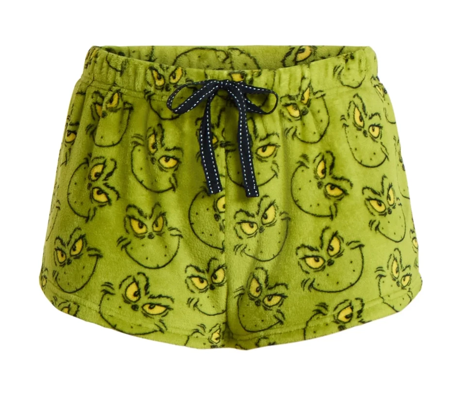 Pantalones cortos para dormir Dr. Seuss The Grinch para mujer talla M 8-10 Minky, paquete de 2 NUEVO Foto 3 de 3