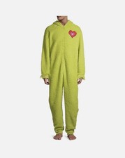 Dr Seuss Grinch Who Stole Christmas Costume Union Suit Pajamas Fleece New Men