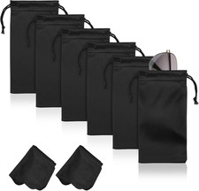 6 Pcs Microfiber Glasses Sunglasses Pouch with 2 Cleaning Cloths, Soft Drawstrin