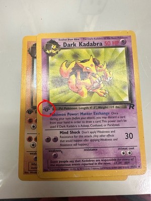 Dark Kadabra 1st Edition 39/82 Grey Stamp Error Misprint Pokemon Card