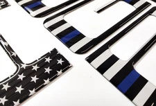 COMPATIBLE WITH 2024 2025 DOMED RAISED US BLACK FLAG BLUE LINE TAILGATE LETTERS