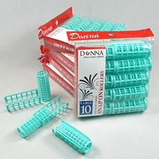 5 Packs Donna Snap On Hair Rollers Large (7/8") #7813 Light Green 50PC (10 Each)