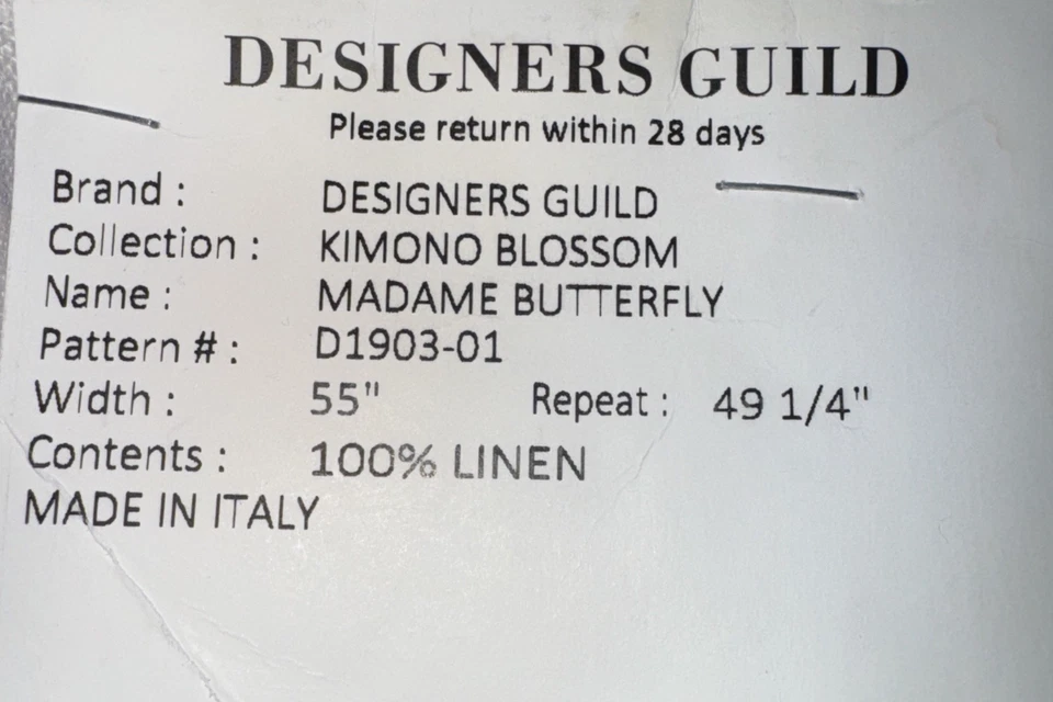 Osborne & Little Kimono Blossom Madame Butterfly Linen Fabric Sample 2Pcs #29 - Image 3 of 4