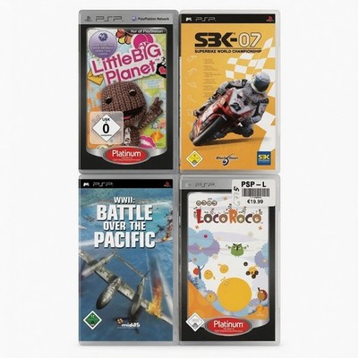 PSP Konvolut 4 Spiele: LittleBigPlanet + LocoRoco + SBK-07 + Battle Over Pacific