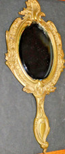 Face à main en bronze XIXe Style Louis XV Miroir biseauté impeccable