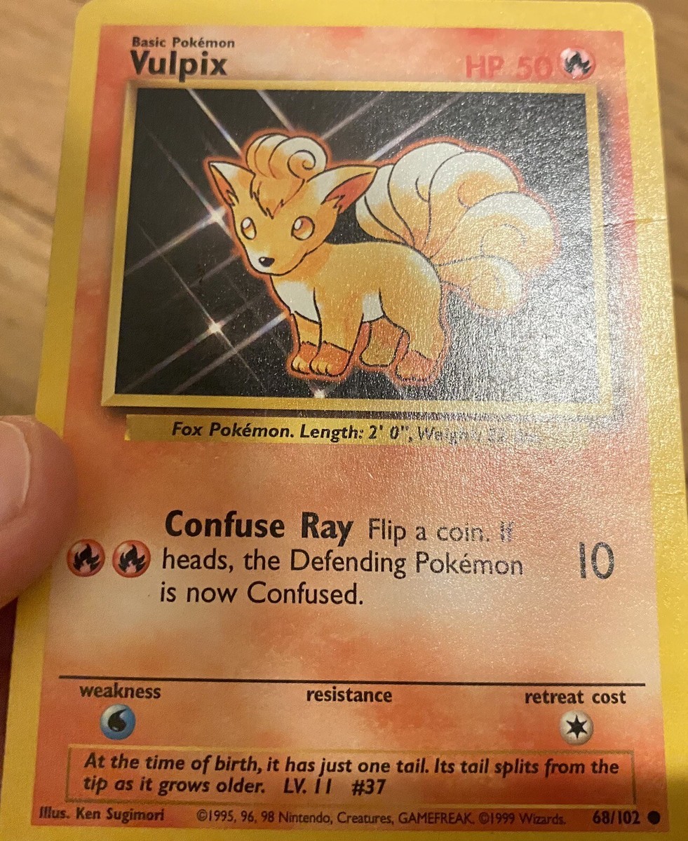 Vulpix HP 50 Error Misprint Pokemon Base Set 68/102 VULPIX Set Of