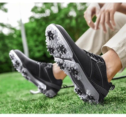 Tenis de entrenamiento de golf impermeables para hombre al aire libre antideslizantes con picos zapatos - Imagen 13 de 18