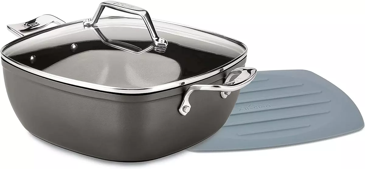 All-Clad Essentials Nonstick Hard Anodized Simmer & Stew Square Pan with  Trivet