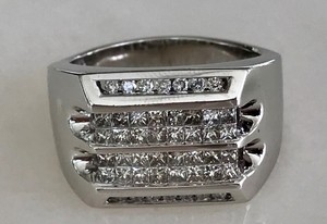 Stunning-14k-White-Gold-Men-039-s-Diamond-Ring