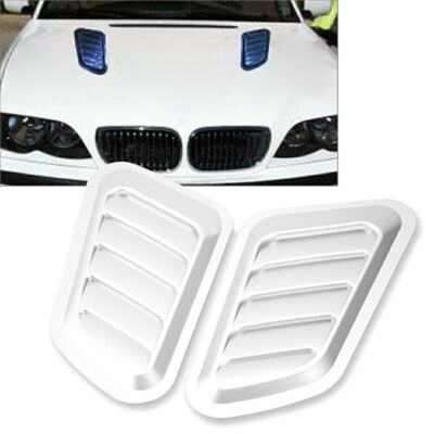 Air Flow Intake Hood Scoop Vent Bonnet Cover Universal  Decorative Silver 2PCS