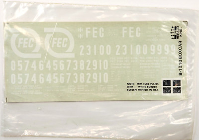 Herald King HO Scale Decals #B-1210 FEC (Florida East Coast) 50' Boxcar