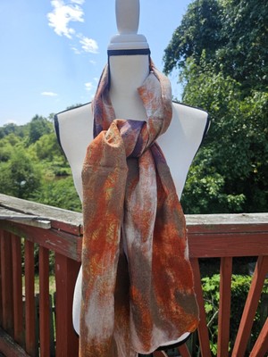 Felted Scarf: Handmade Multi-Colored Merino Wool and Silk