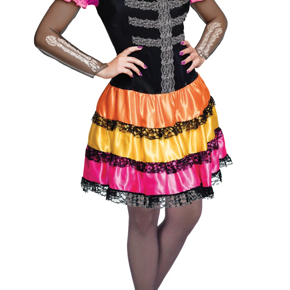 Ciao Skull Flower Lady Costume Donna Dia De Los Muertos Taglia Unica - Immagine 3 di 4