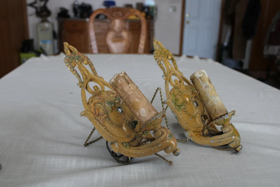 Brandt MFG Co. Art Deco Cathedral  Antique Wall Sconces Set Of 2 Number 103 - Image 3 of 4