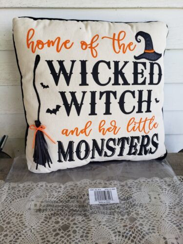 NEW Halloween " HOME OF THE WICKED WITCH * 16" Throw Pillow Spooky Decor 🎃 - Picture 1 of 6