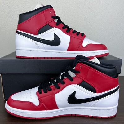 Air Jordan 1 Mid Chicago White Toe 554724-173 Men's Size US 9.5