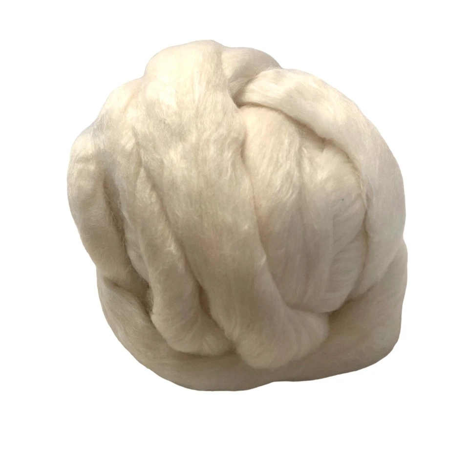 Ashland Bay Merino Wool Bamboo Silk Top Blend in Ecru For Dying Spinning 5 oz - Image 3 of 4