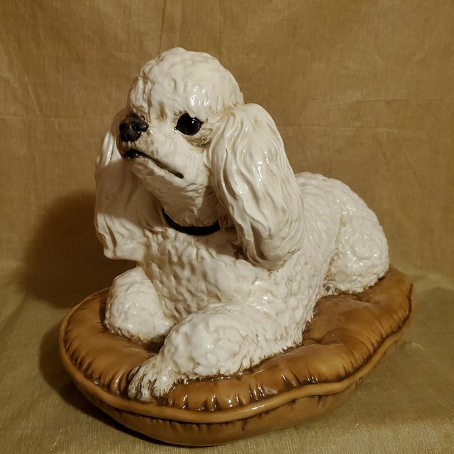 Townsend's Ceramic's Poodle On Oval brown Pillow1972 eBay