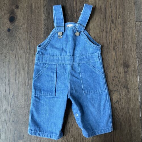 Vintage Sears 70s/80s Unisex Baby Size 9-12m Denim Blue Jean Overalls Romper - Afbeelding 1 van 8