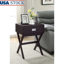 Modern End Table W/ Storage Drawer Easy Assembly Multiple Finishes Indoor Use