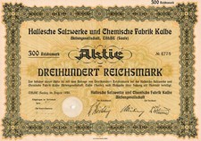 Hallesche Salzwerke und Chemische Fabrik Calbe Saale - Aktiengesellschaft - 1938