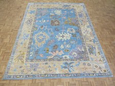 9 x 11'7 Hand Knotted Light Blue Colorful Oushak Oriental Rug G12260