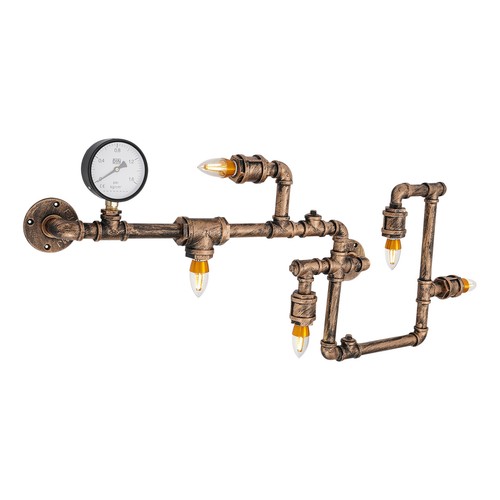 5 Heads Retro Water Pipe Wall Lamp Wall Lamp Lamp Metal Lighting Hallway 220V! - Afbeelding 6 van 14