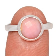 Natural Peruvian Pink Opal 925 Sterling Silver Ring Jewelry s.7.5 CR73622