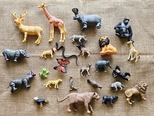 Lot Of 25 Realistic Wildlife Animals Safari, Jungle Plastic Toy Figures 1.25"-6"