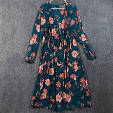 Torrid Dress Womens 2 Blue Floral Maxi Long Sleeve Fit & Flare Pockets Boho
