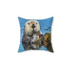 Sea Otter 'Ollie' Spun Polyester Throw Pillow