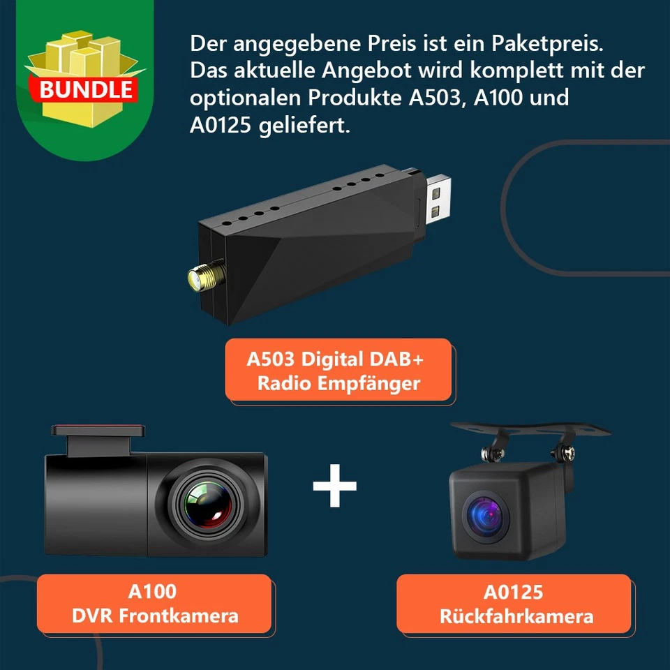 CAM+DVR+DAB+VWX7 9" Android 14 Autoradio GPS Navi CarPlay DSP Für VW Golf Passat - Bild 2 von 4