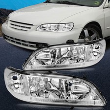 Pair Chromeclear Headlights Assembly Fit For 1998-2002 Honda Accord Lhrh Side