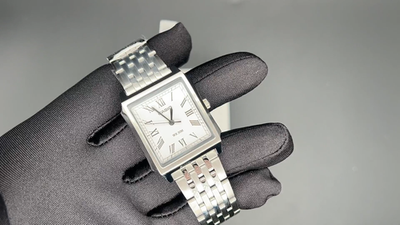 Casio MTP-B190D-7BV Mens TANK Quartz Watch Silver Dial Stainless