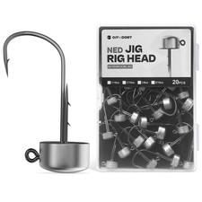 Ned Rig Jig Heads, 20 Pack Finesse Mushroom Jig Hooks Kit for Bass Fishing 1/...